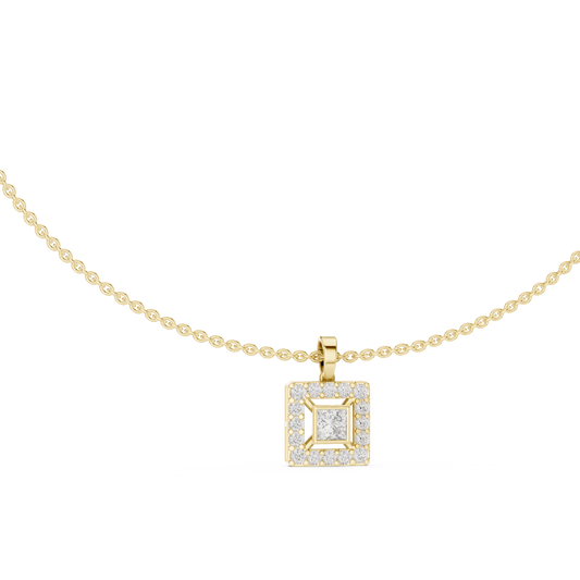 Luxury Square Diamond Halo Necklace for Women