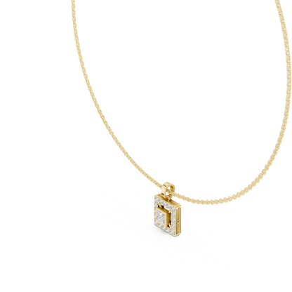 Luxury Square Diamond Halo Necklace for Women