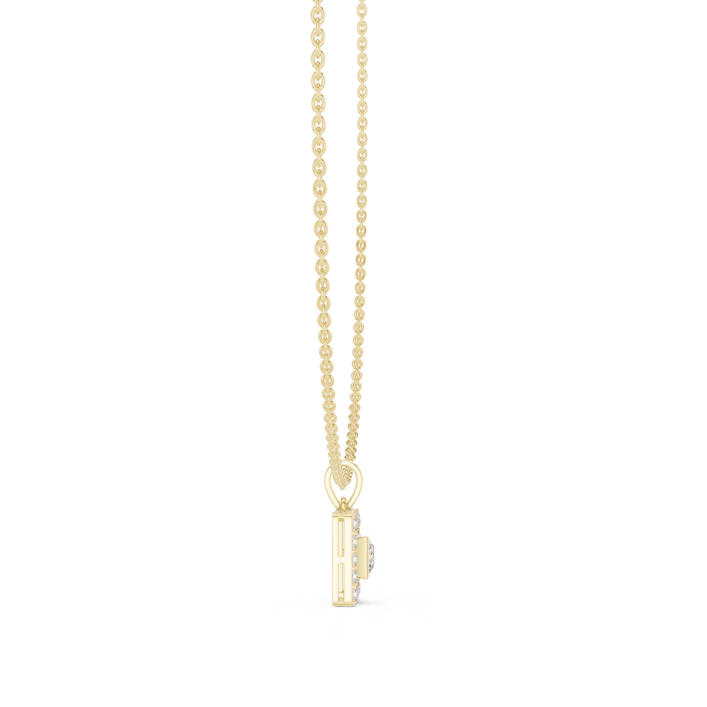 Luxury Square Diamond Halo Necklace for Women