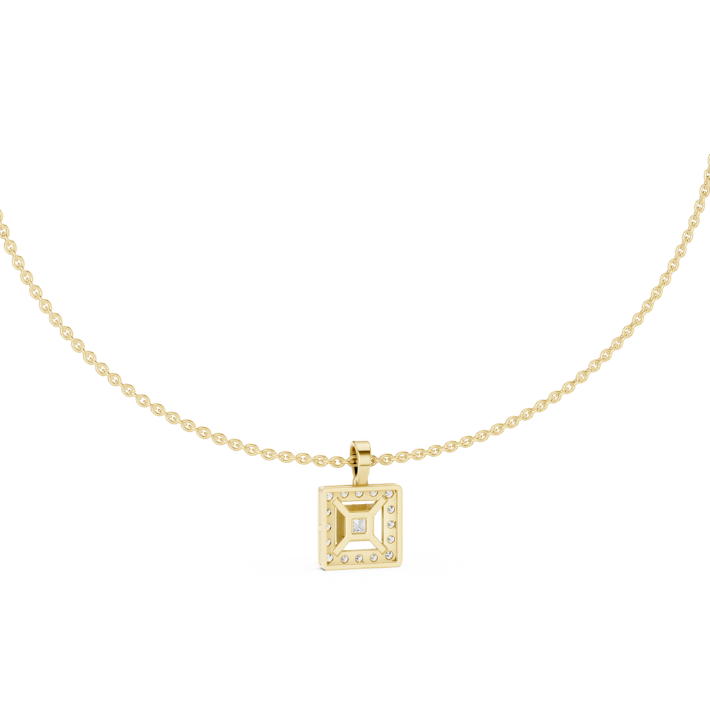 Luxury Square Diamond Halo Necklace for Women