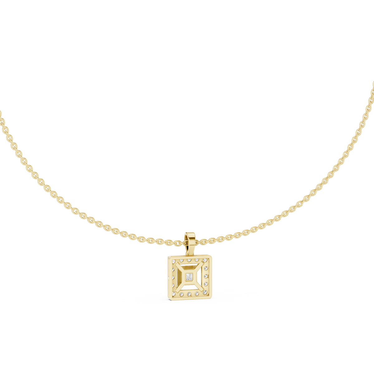 Luxury Square Diamond Halo Necklace for Women