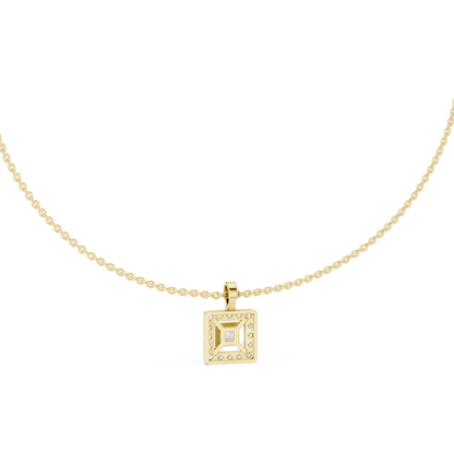 Luxury Square Diamond Halo Necklace for Women