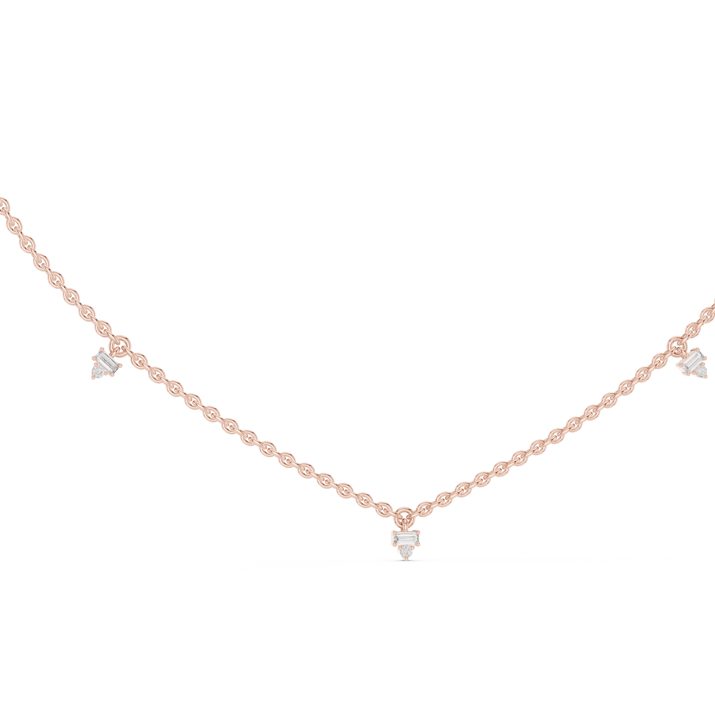 Elegant  Diamond Station Necklace