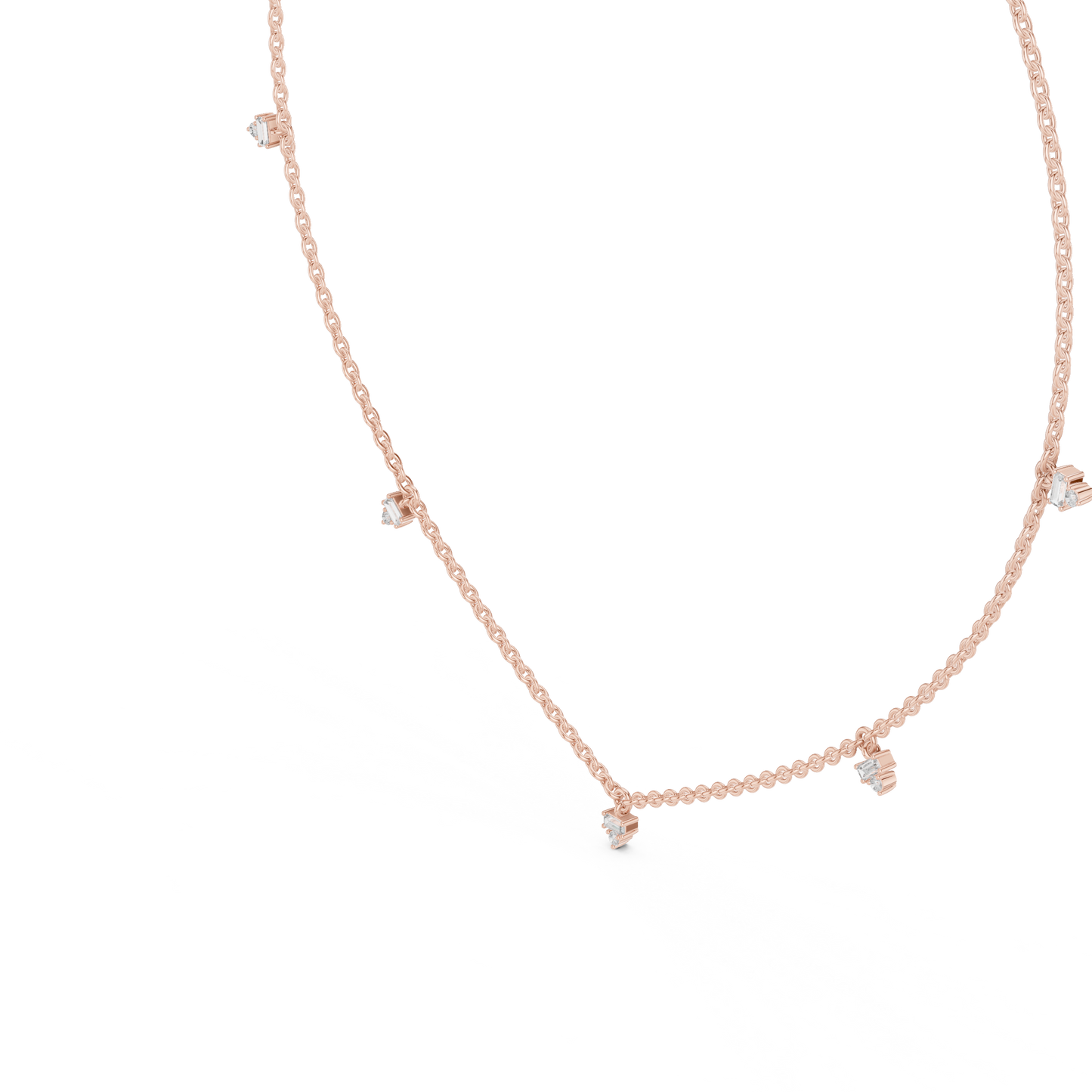 Elegant  Diamond Station Necklace