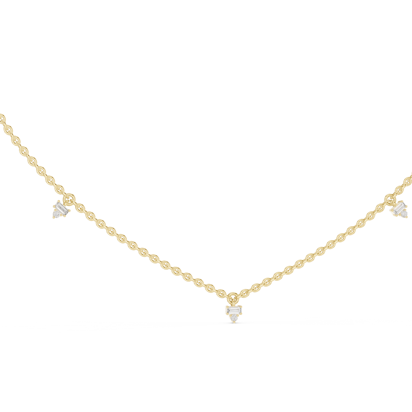 Elegant  Diamond Station Necklace
