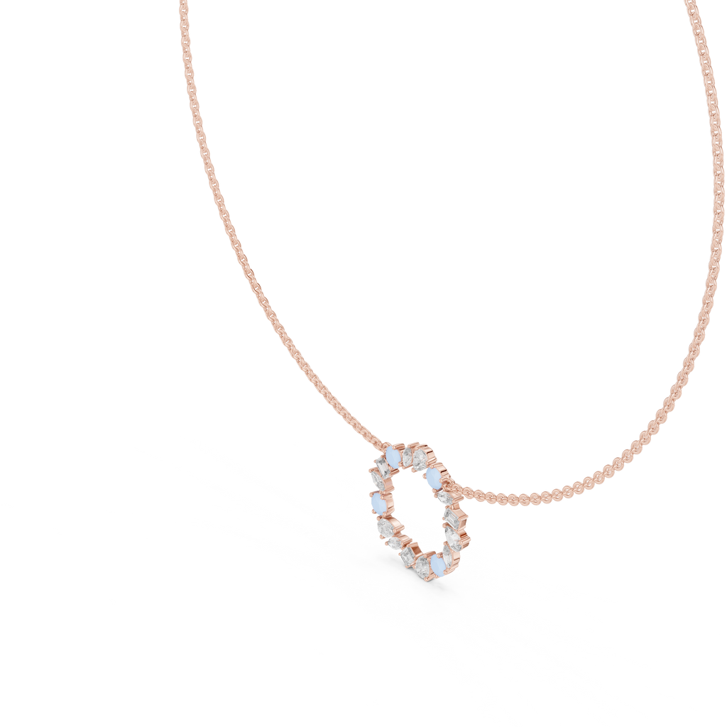 Premium Rose Gold Multi-Stone Circle Pendant Necklace