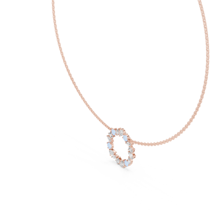Premium Rose Gold Multi-Stone Circle Pendant Necklace
