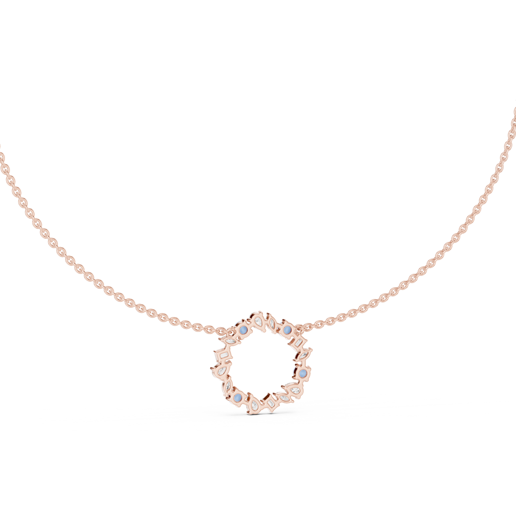 Premium Rose Gold Multi-Stone Circle Pendant Necklace