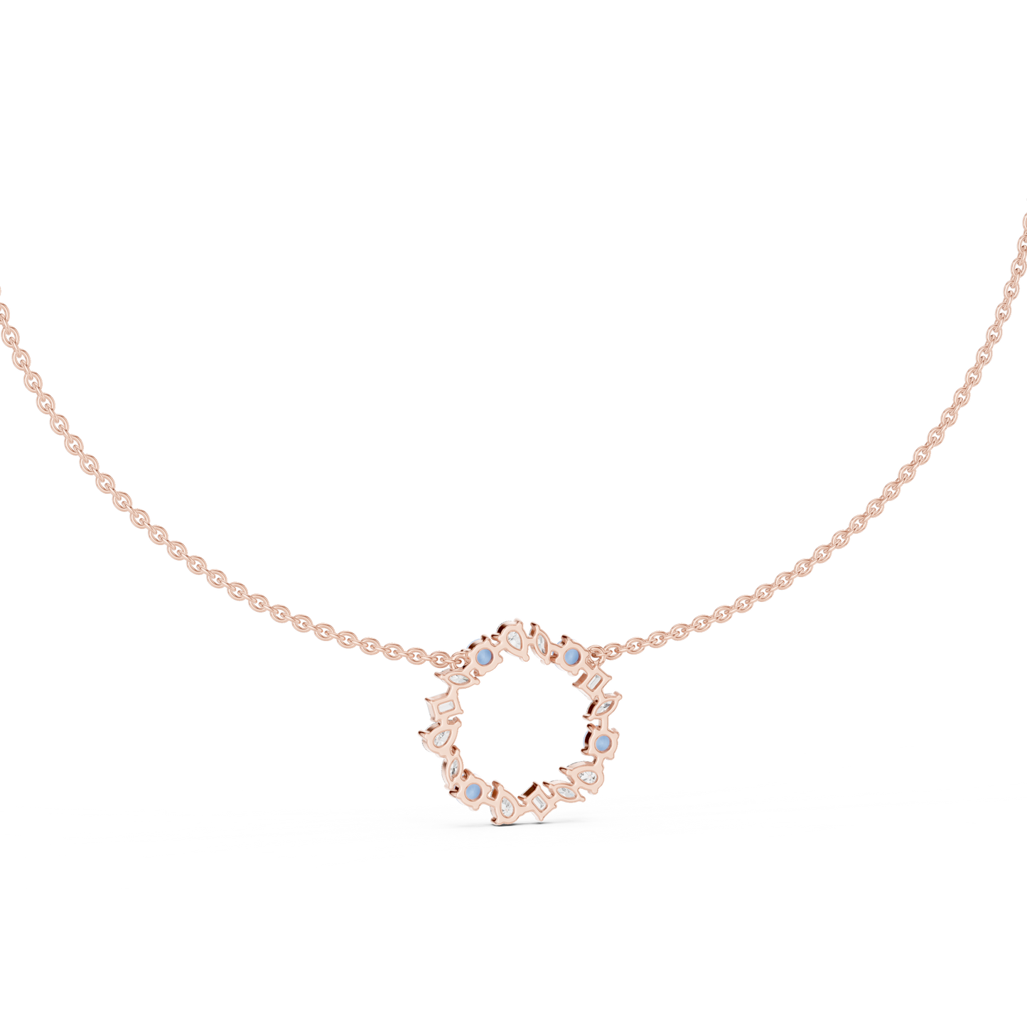 Premium Rose Gold Multi-Stone Circle Pendant Necklace
