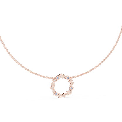 Premium Rose Gold Multi-Stone Circle Pendant Necklace