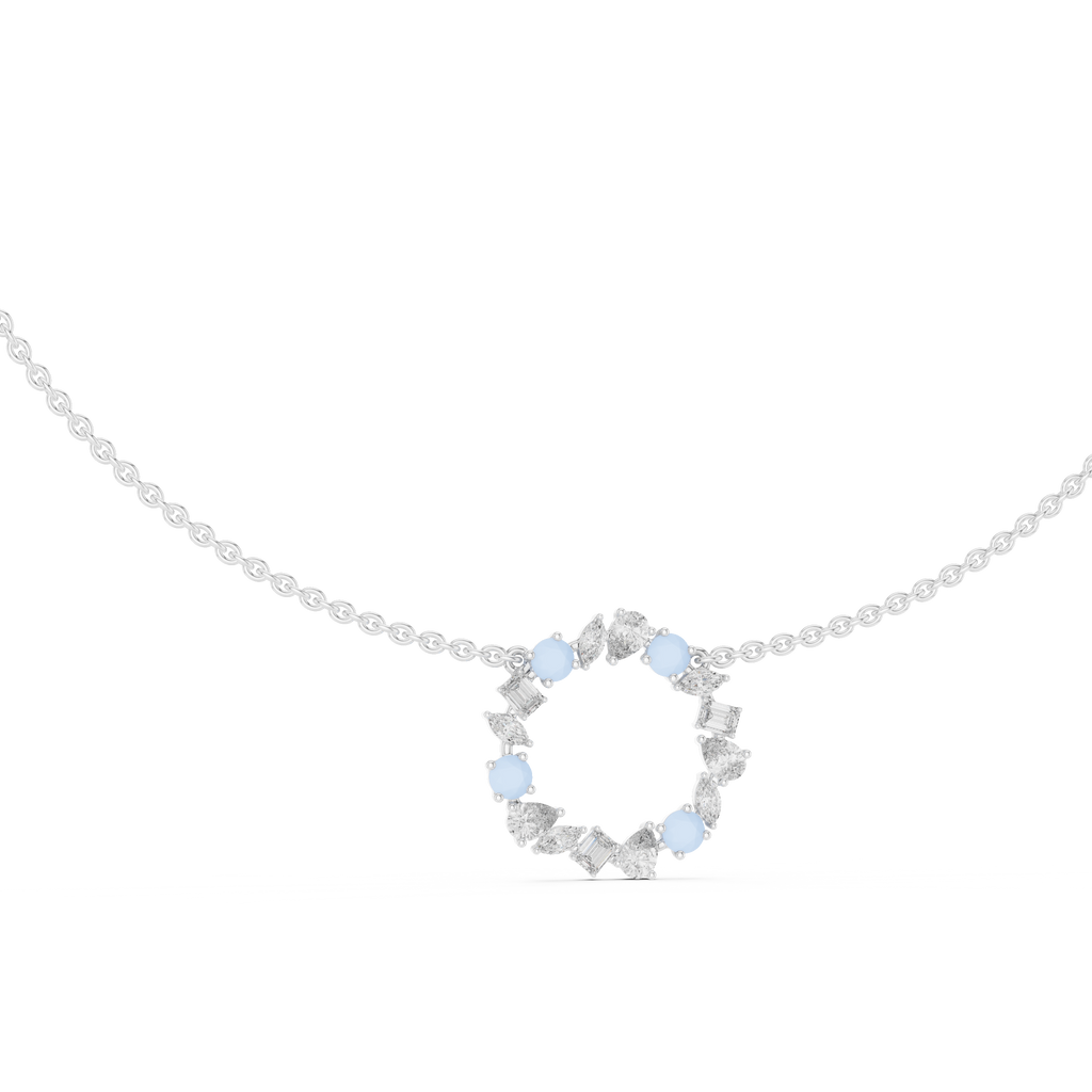 Premium Rose Gold Multi-Stone Circle Pendant Necklace