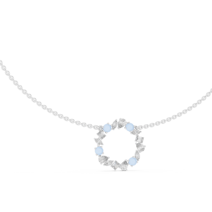 Premium Rose Gold Multi-Stone Circle Pendant Necklace