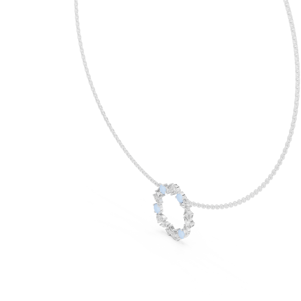 Premium Rose Gold Multi-Stone Circle Pendant Necklace