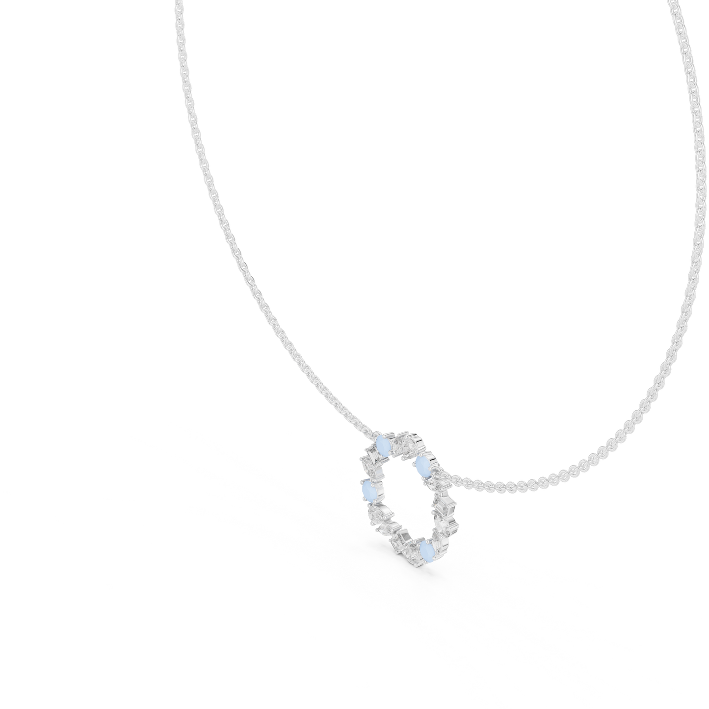 Premium Rose Gold Multi-Stone Circle Pendant Necklace