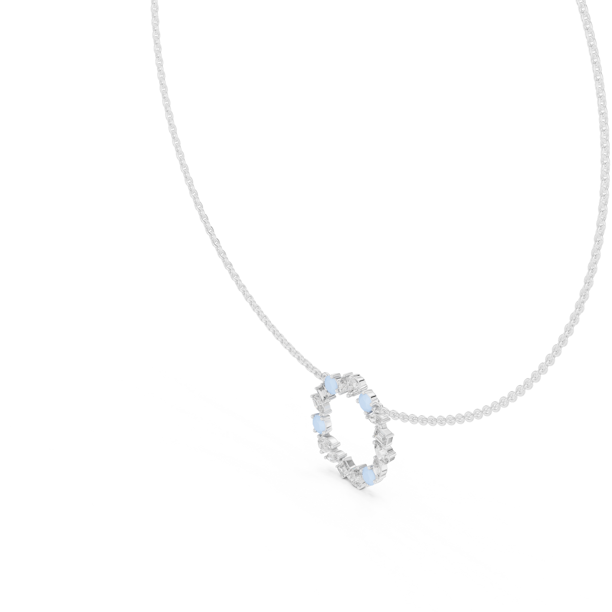 Premium Rose Gold Multi-Stone Circle Pendant Necklace