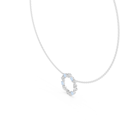 Premium Rose Gold Multi-Stone Circle Pendant Necklace