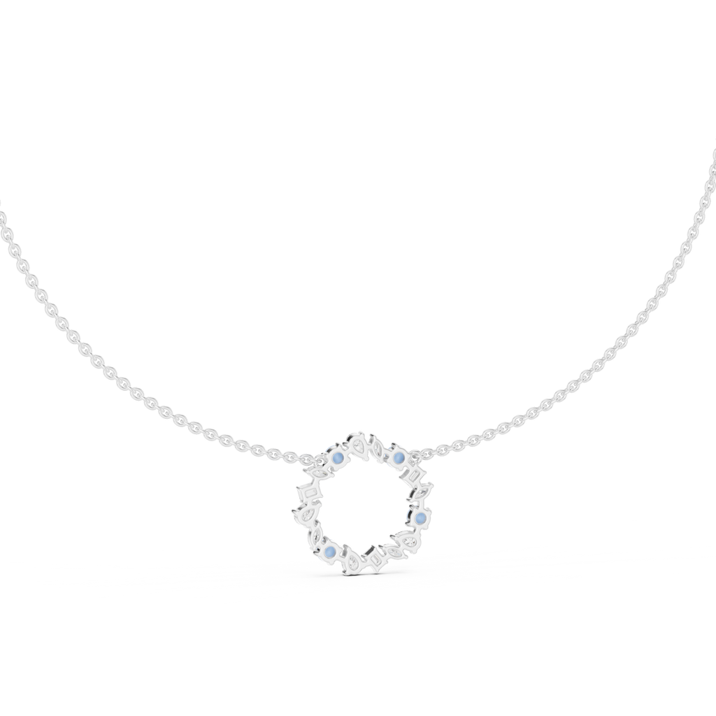 Premium Rose Gold Multi-Stone Circle Pendant Necklace