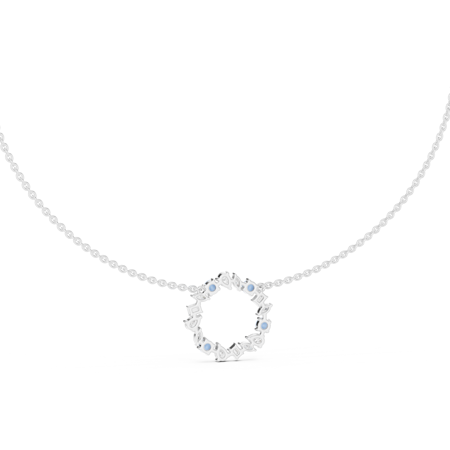 Premium Rose Gold Multi-Stone Circle Pendant Necklace