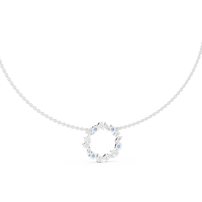 Premium Rose Gold Multi-Stone Circle Pendant Necklace