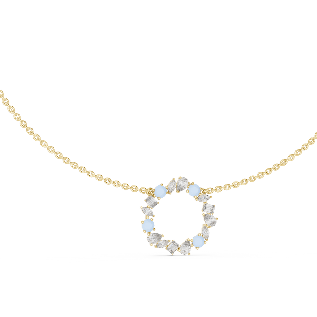 Premium Rose Gold Multi-Stone Circle Pendant Necklace