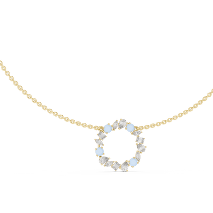 Premium Rose Gold Multi-Stone Circle Pendant Necklace