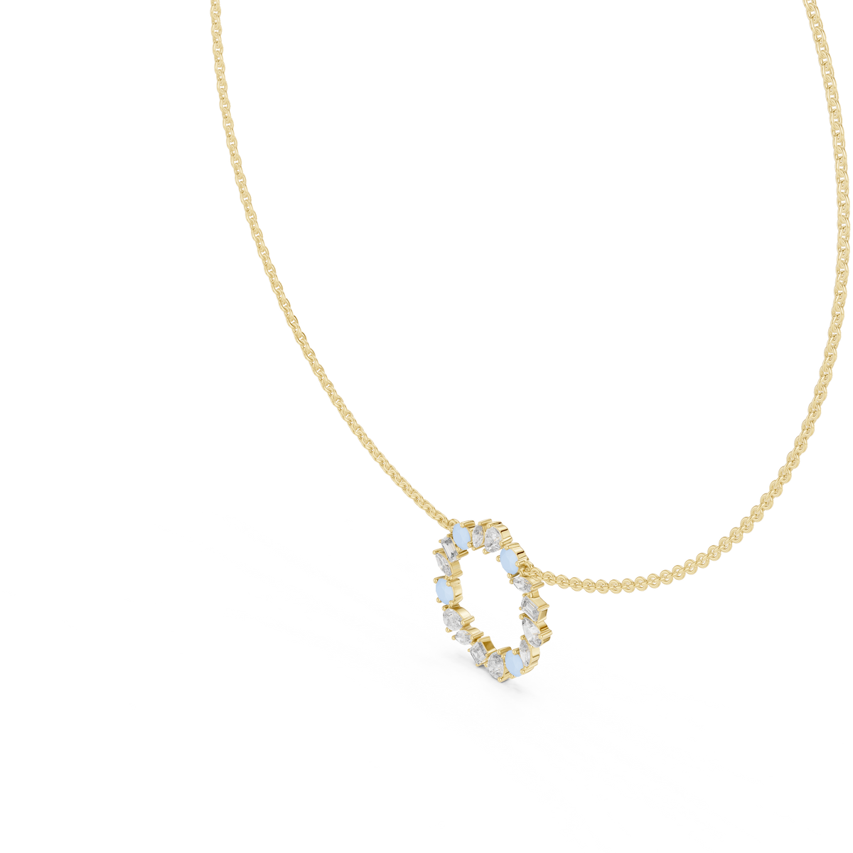 Premium Rose Gold Multi-Stone Circle Pendant Necklace