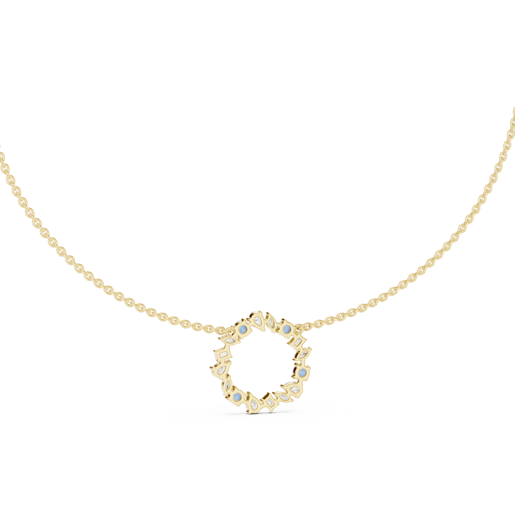 Premium Rose Gold Multi-Stone Circle Pendant Necklace