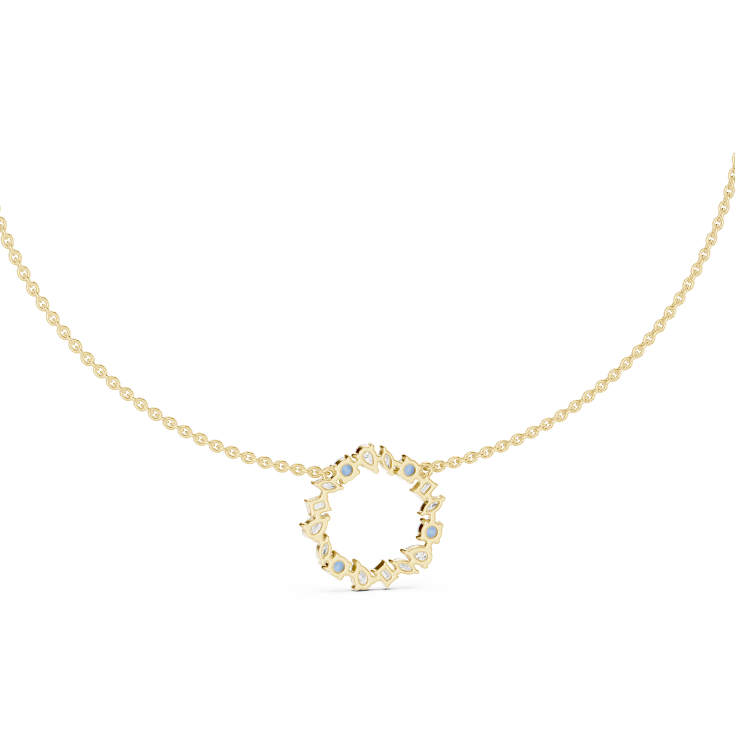 Premium Rose Gold Multi-Stone Circle Pendant Necklace