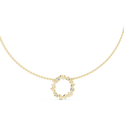 Premium Rose Gold Multi-Stone Circle Pendant Necklace