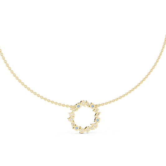 Premium Rose Gold Multi-Stone Circle Pendant Necklace