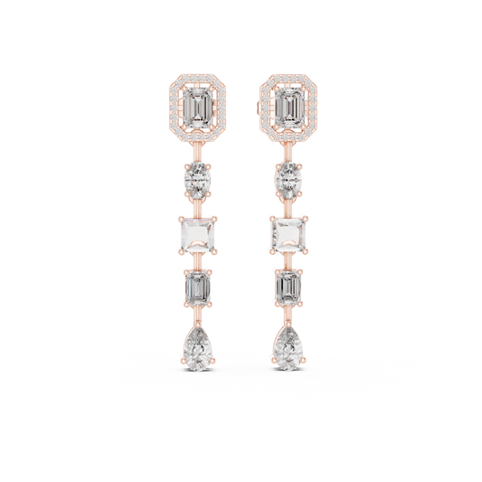 Statement Multi-Cut Diamond Dangling Earrings