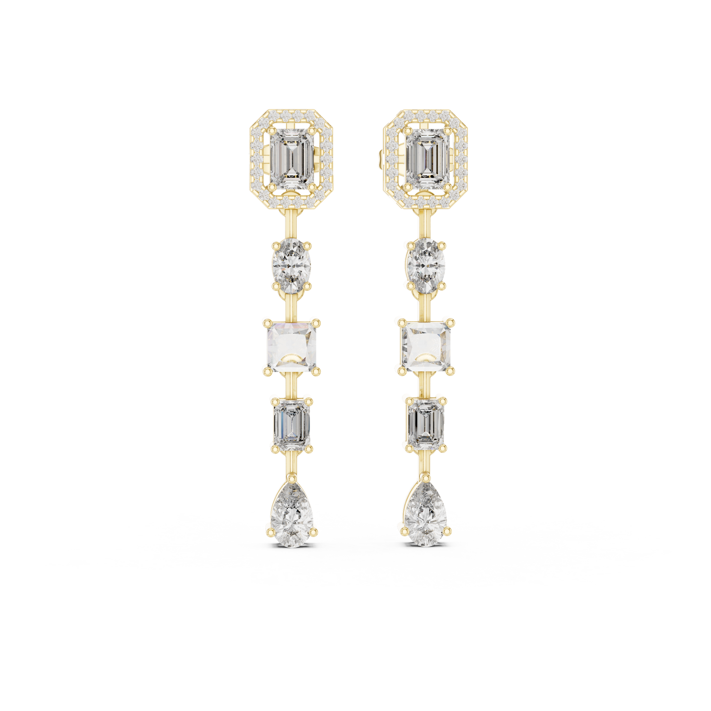 Statement Multi-Cut Diamond Dangling Earrings