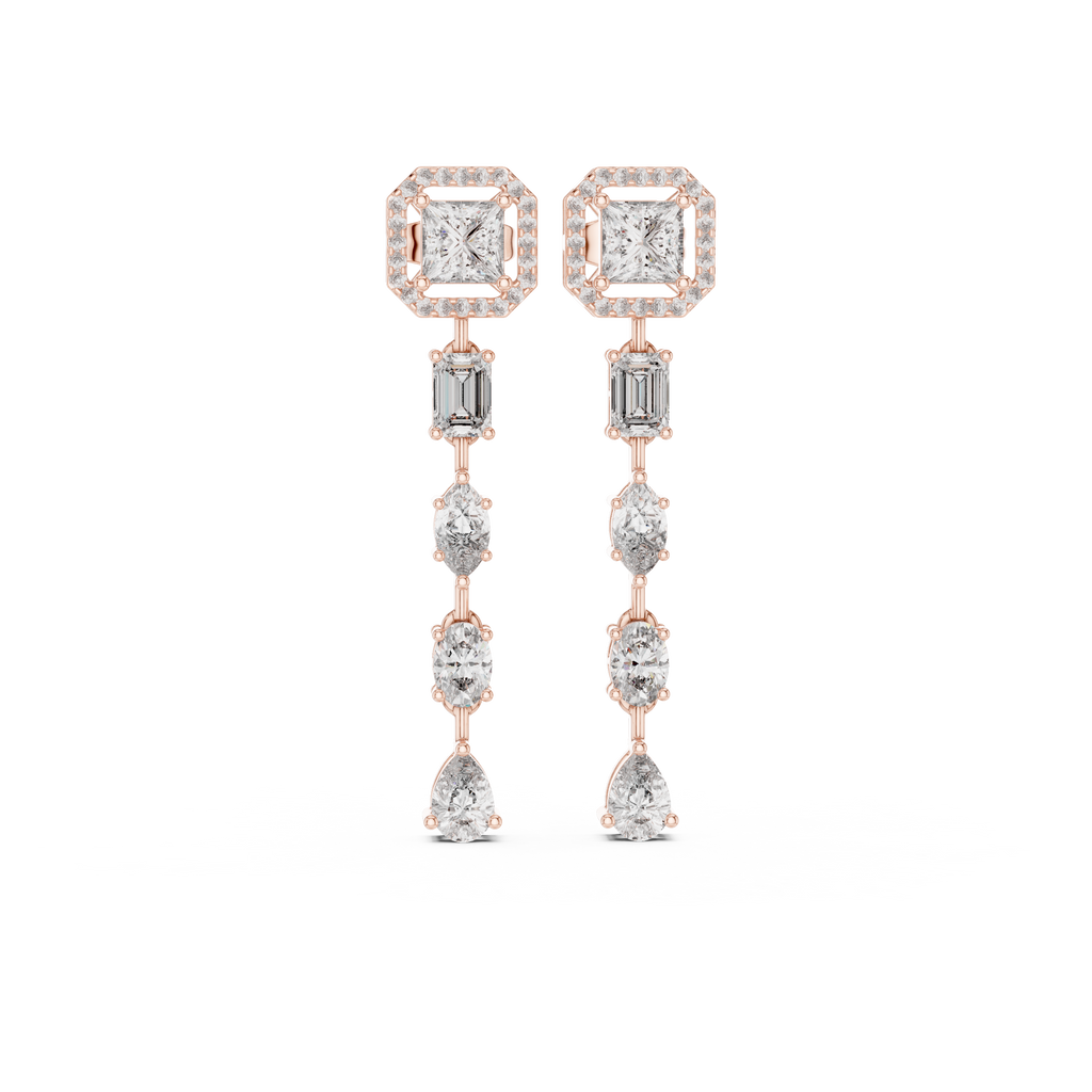 Luxury Princess Cut Diamond Drop Earrings for Women