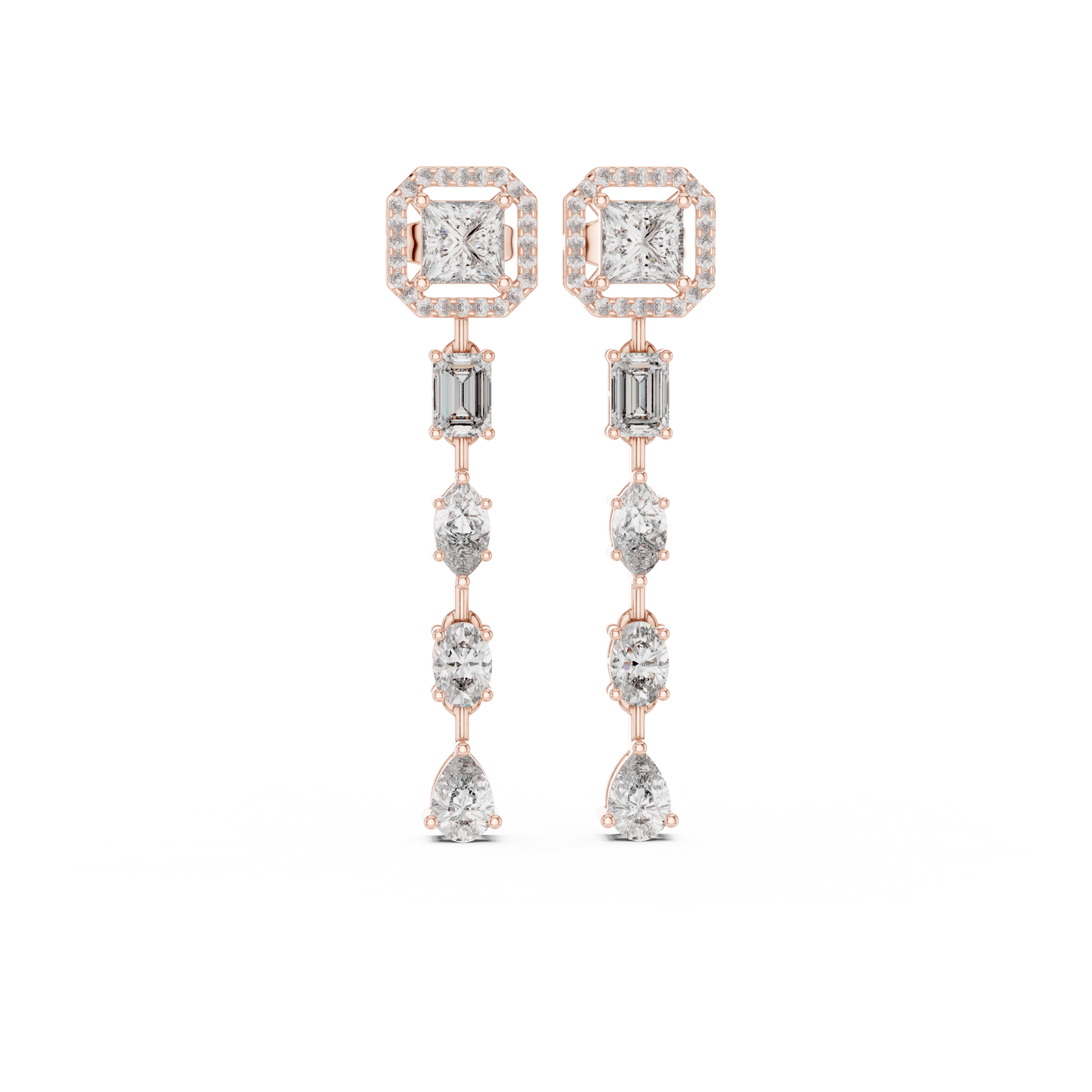 Luxury Princess Cut Diamond Drop Earrings for Women
