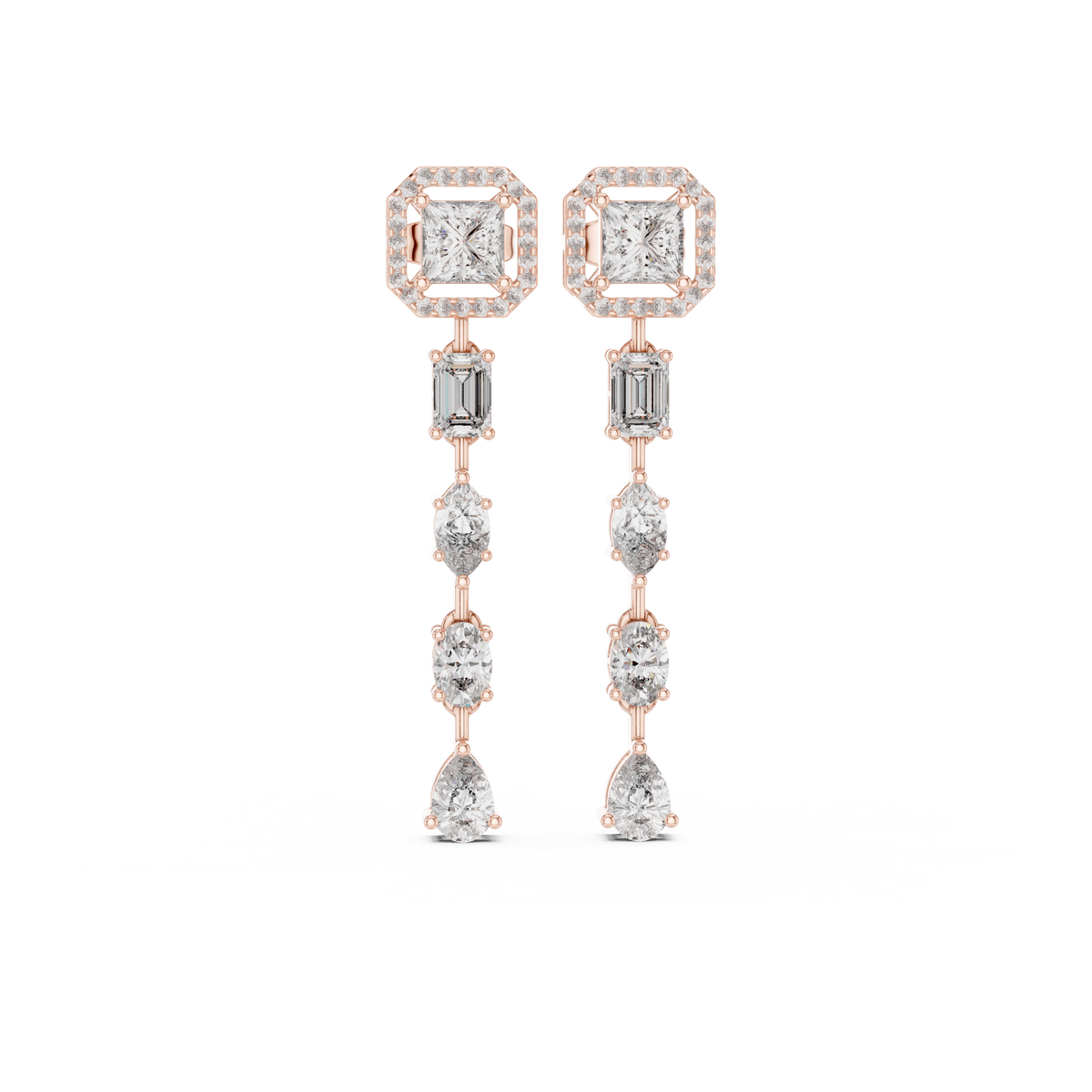 Luxury Princess Cut Diamond Drop Earrings for Women