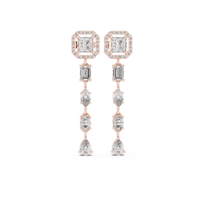 Luxury Princess Cut Diamond Drop Earrings for Women