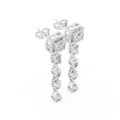 Luxury Princess Cut Diamond Drop Earrings for Women