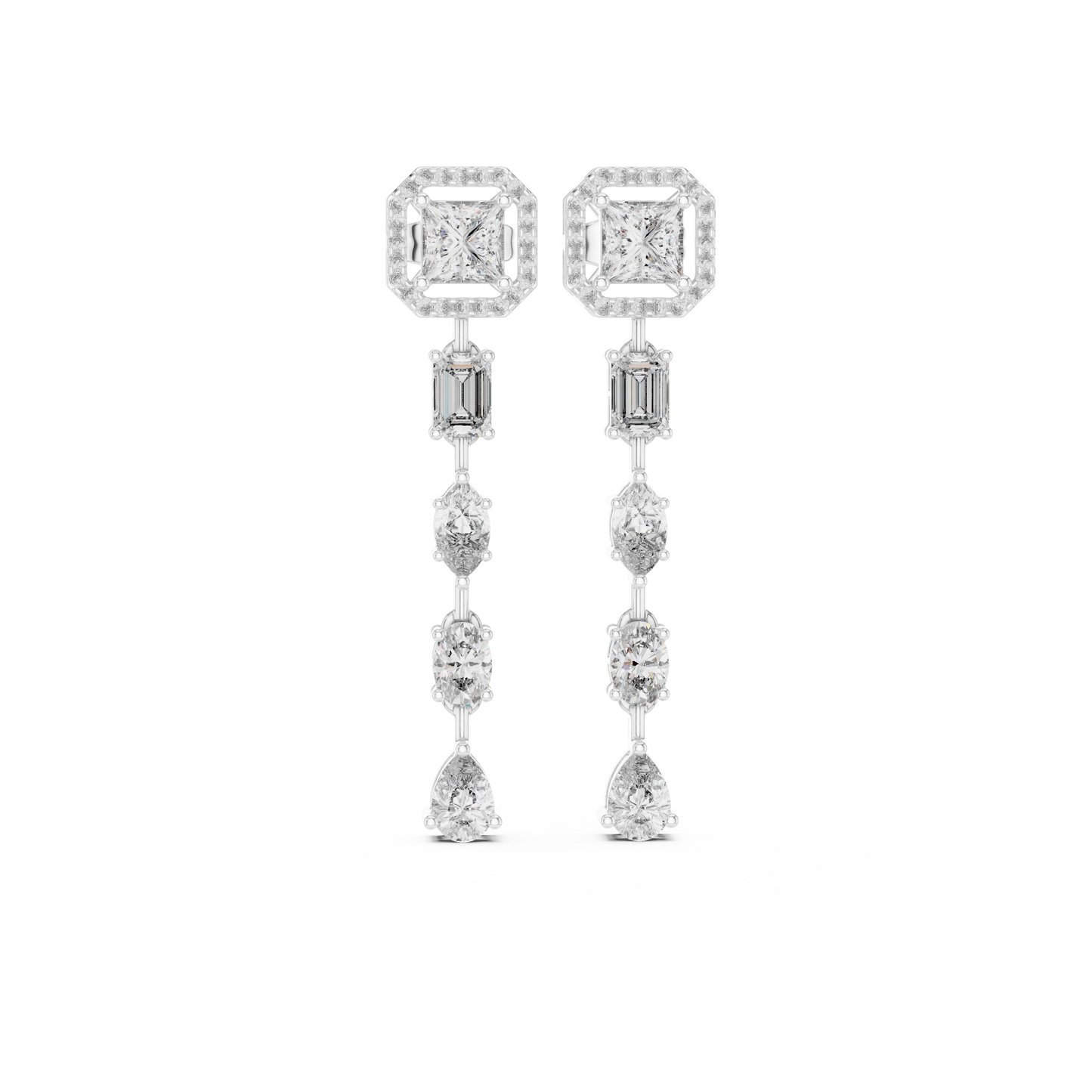Luxury Princess Cut Diamond Drop Earrings for Women