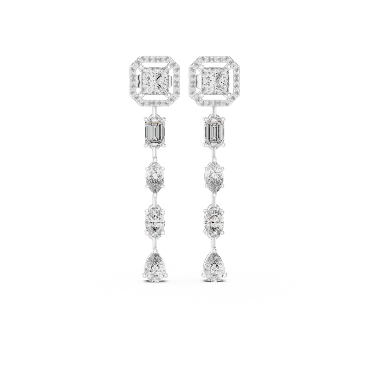 Luxury Princess Cut Diamond Drop Earrings for Women