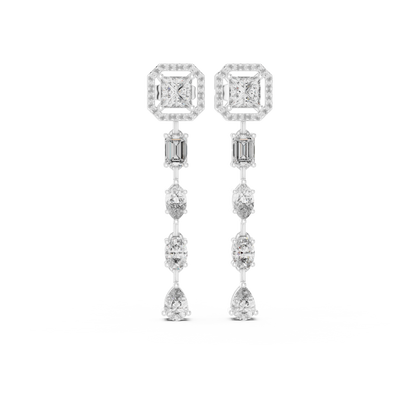 Luxury Princess Cut Diamond Drop Earrings for Women