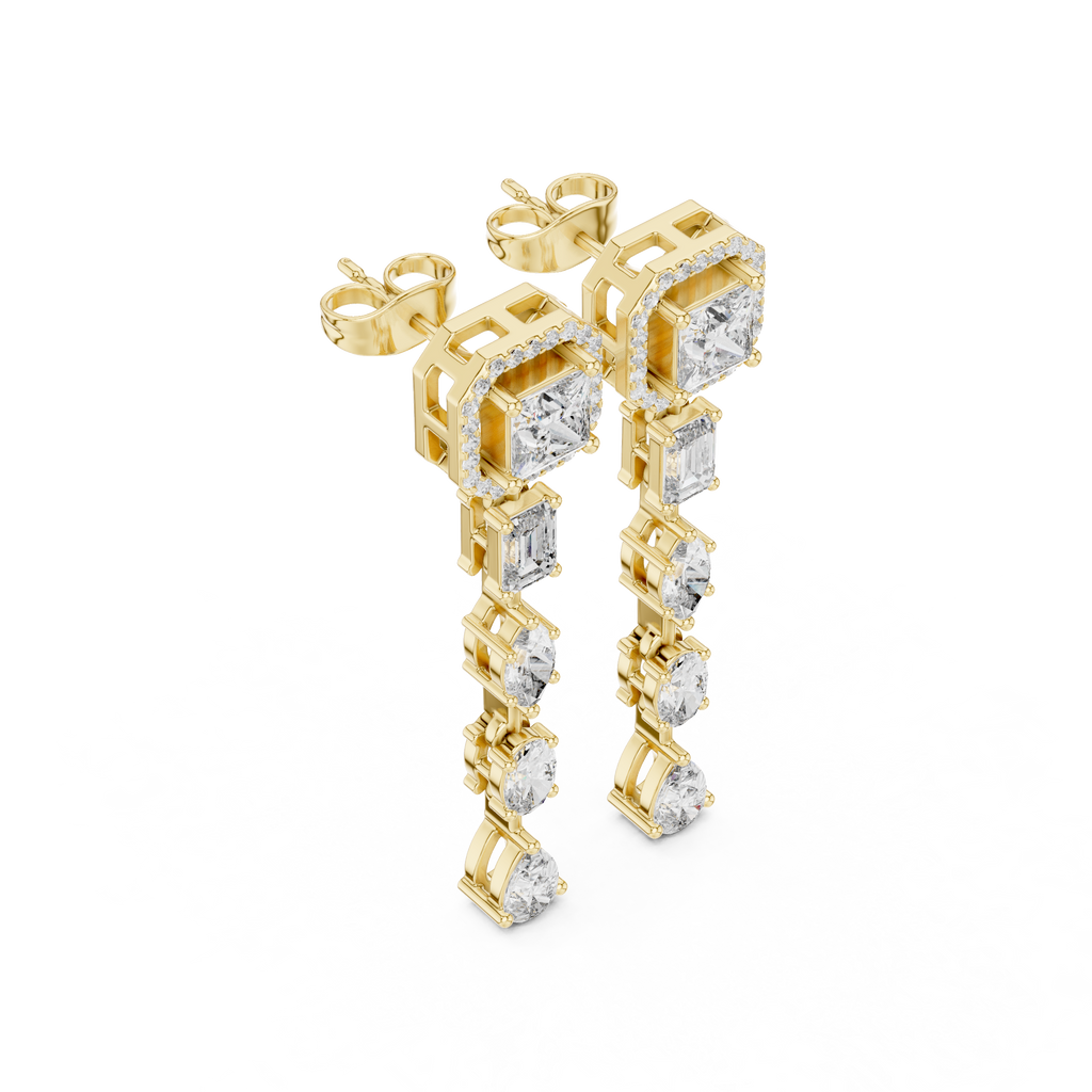 Luxury Princess Cut Diamond Drop Earrings for Women