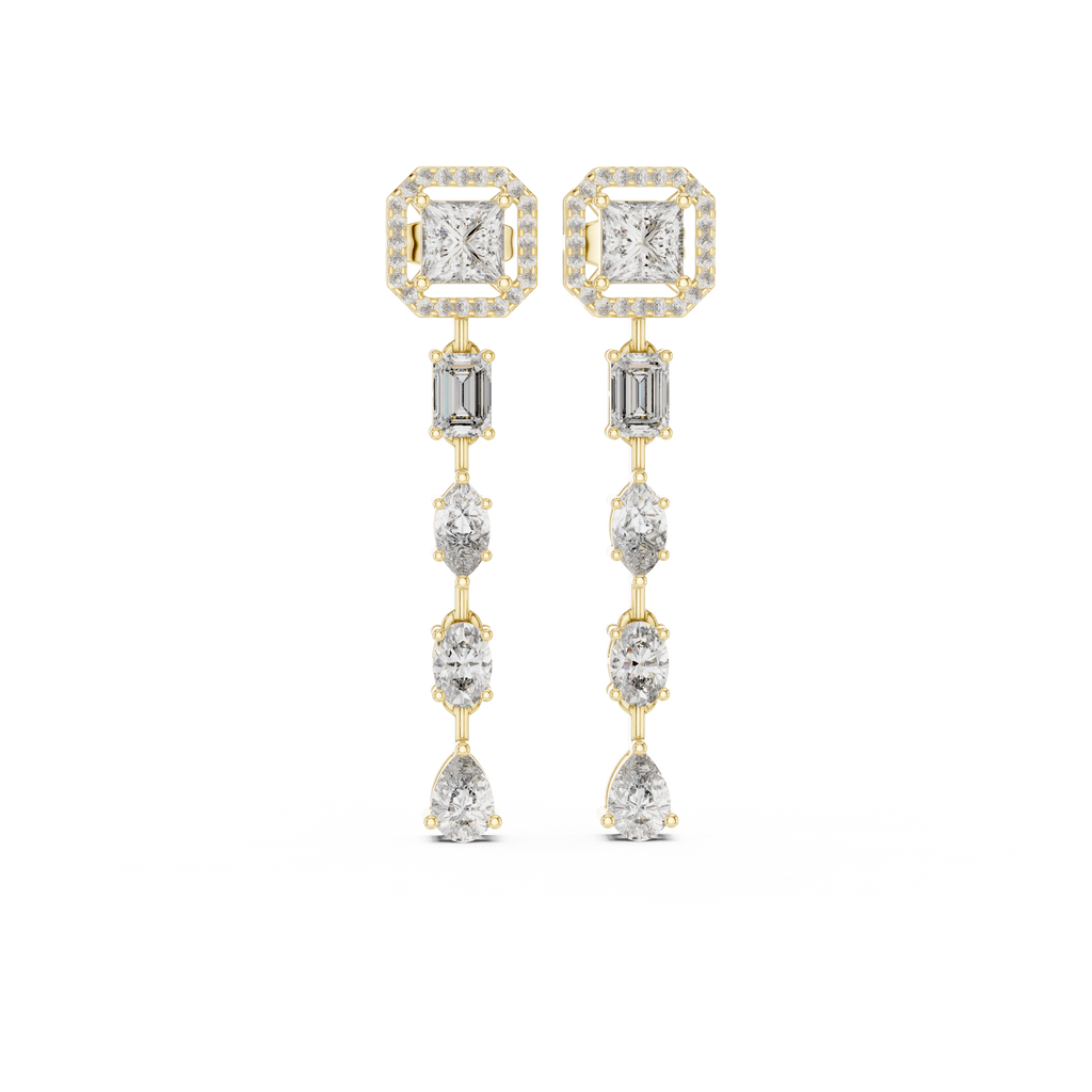 Luxury Princess Cut Diamond Drop Earrings for Women