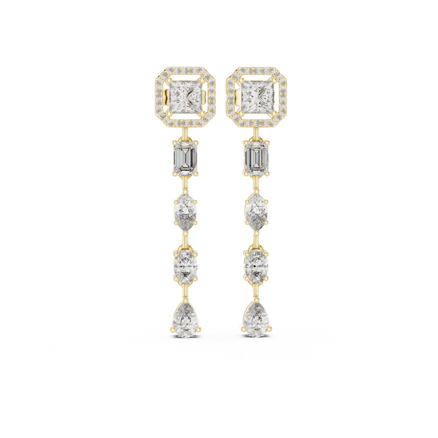 Luxury Princess Cut Diamond Drop Earrings for Women