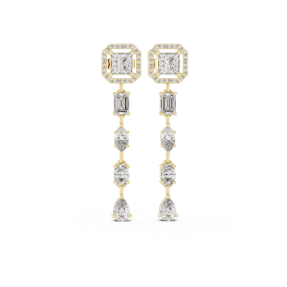 Luxury Princess Cut Diamond Drop Earrings for Women