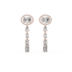 Elegant Oval Halo Diamond Linear Earrings