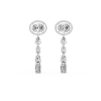 Elegant Oval Halo Diamond Linear Earrings