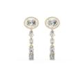 Elegant Oval Halo Diamond Linear Earrings