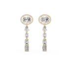 Elegant Oval Halo Diamond Linear Earrings