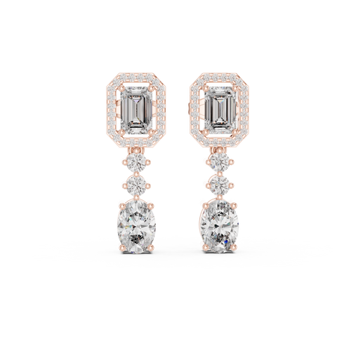 Classic Emerald & Oval Diamond Drop Earrings