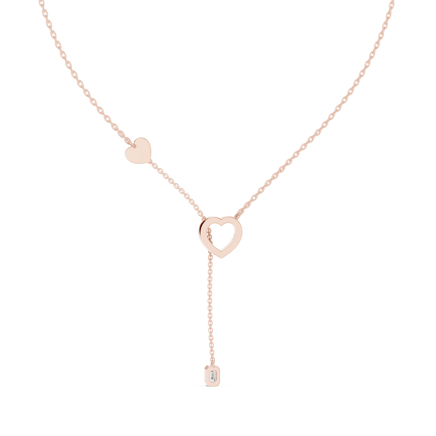 Romantic Rose Gold Heart Pendant Drop Necklace for Women